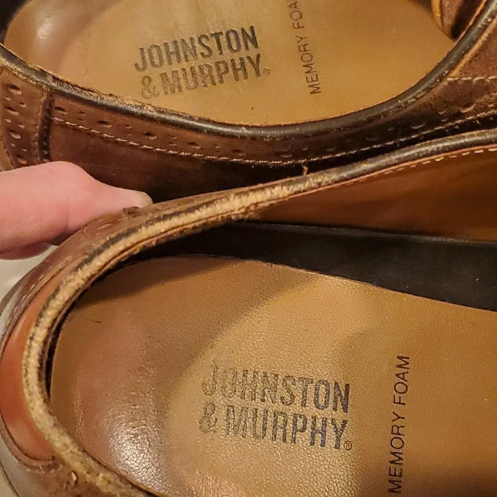 Johnston & Murphy Brown Suede Leather Wingtip Oxford Shoes Size 9M EUC Fast Ship